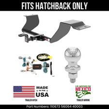 For 11-13 Ford Fiesta Trailer Hitch 4 Pin Wiring 2 Ball Fit Hatchback Curt 1.5k