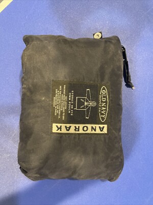 VTG Old Navy Mens LARGE Anorak Jacket Packable 100% Nylon Navy