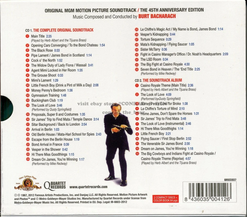 Burt Bacharach "CASINO ROYALE" complete score Quartet 2CD QRSCE037 out of print - Image 2 of 4