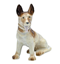 Vintage German Shepherd Dog Figurine Sitting Mid Century Glossy Cute 4.75 in-A8