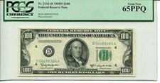 FR 2161-D 1950D $100 Federal Reserve Note PCGS 65PPQ Gem New