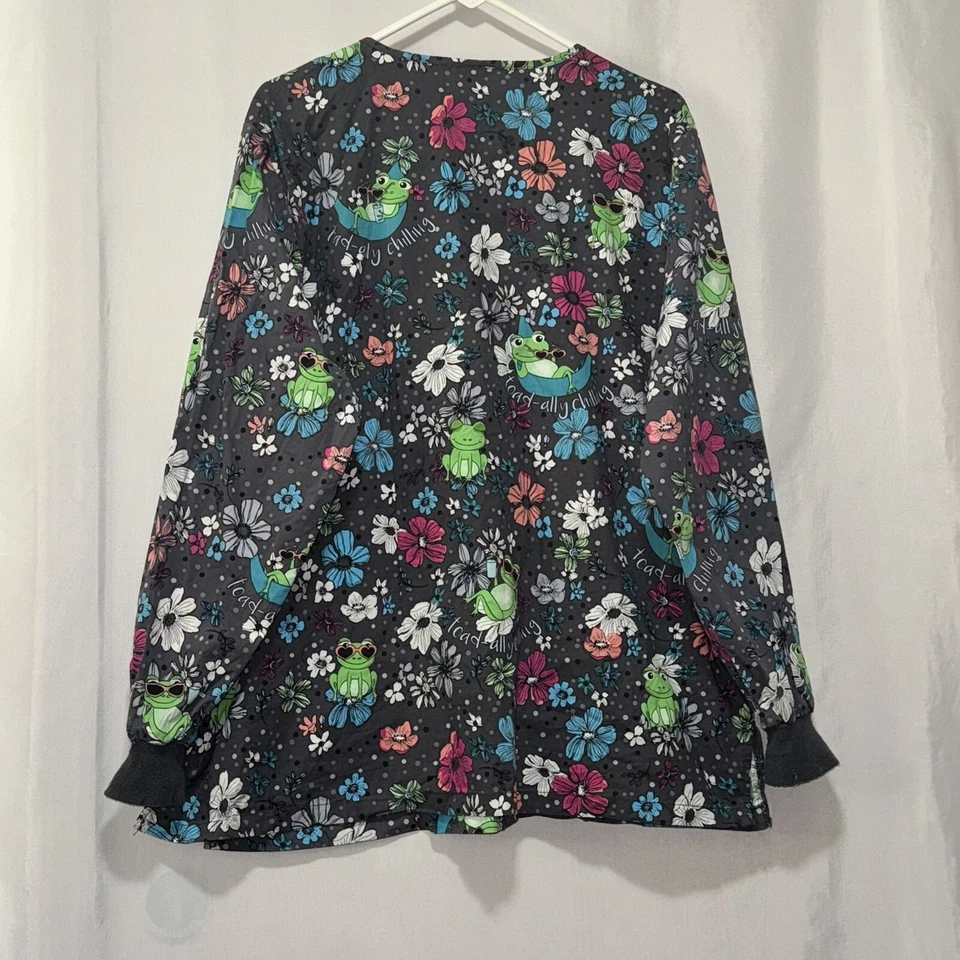 Vintage Dickies Scrub Top Toadally Chilling Frogs Womens Size Xl Guc E700 - Image 3 of 4