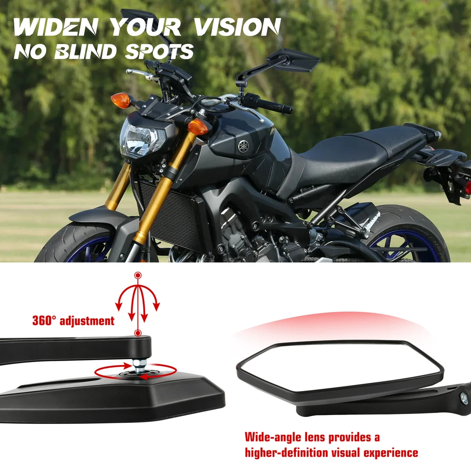 Universal Motorcycle Rearview Wing Mirrors 8mm/10mm For Honda Yamaha Suzuki ATV - Image 4 of 4