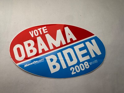 Unused Vote Obama Biden 2008 Moveon.org Oval Campaign Sticker