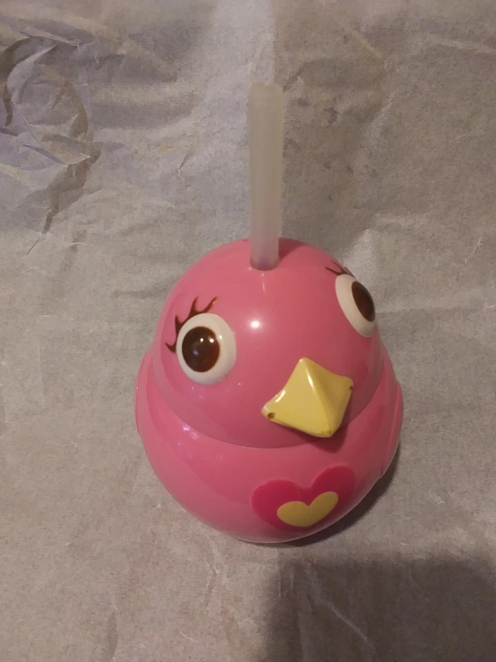 2013 Circo Pink Bird Sippy Cup canudo flexível 6" copo bonito instrução bebida - Imagem 2 de 4
