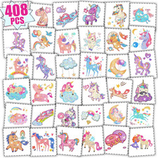 204 Styles Glitter Temporary Tattoos for Kids Girls, 34 Sheets Perforated Tattoo