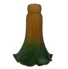 Vintage Amber Green Tiffany Style Fluted Lily Lamp Shade Replacement