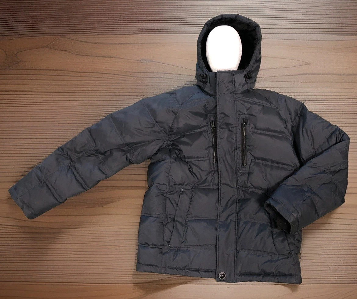 Hawke And Co Black Down Hooded Puffer Jacket M