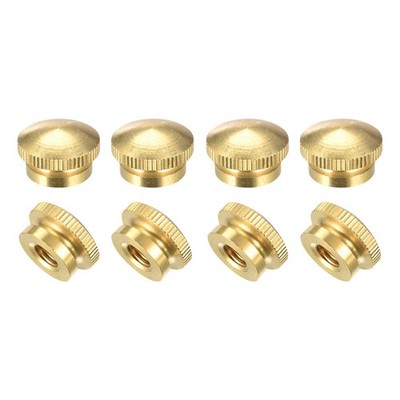 Brass Knurled Thumb Nuts, M8x1.25mm Round Stepped Knobs Fasteners 8Pcs