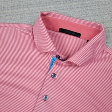 Greyson Golf Polo Shirt Mens Large Red White Stripe Performance Stretch Wolf
