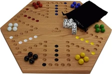 Solid Oak Double Sided Marble Board Game Hand Painted by Cauff (20 20 inch 