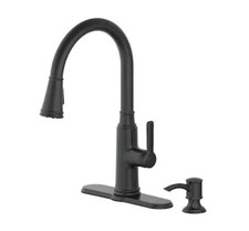 Allen Roth Matte Black Single Handle Pull-down Kitchen Faucet soap dispenserREAD