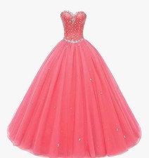 Sweetheart Ball Gown Tulle Quinceanera Dresses Prom Dress Size 10 Coral