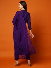 Gosriki Women'S Cotton Blend Straight Printed Kurta With Pant & Dupatta (Raji...