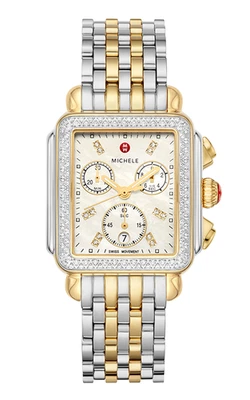 Authentic Michele Deco Rare Gold Diamond Dial Chronograph Gold Tone Watch 6dfad670-9f43-4f6e-aa81-  main image 2