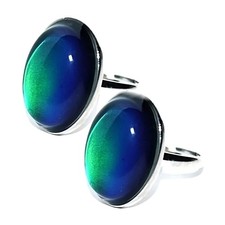 Pack of 2 Vintage Adjustable Oval Mood Ring Chart Included