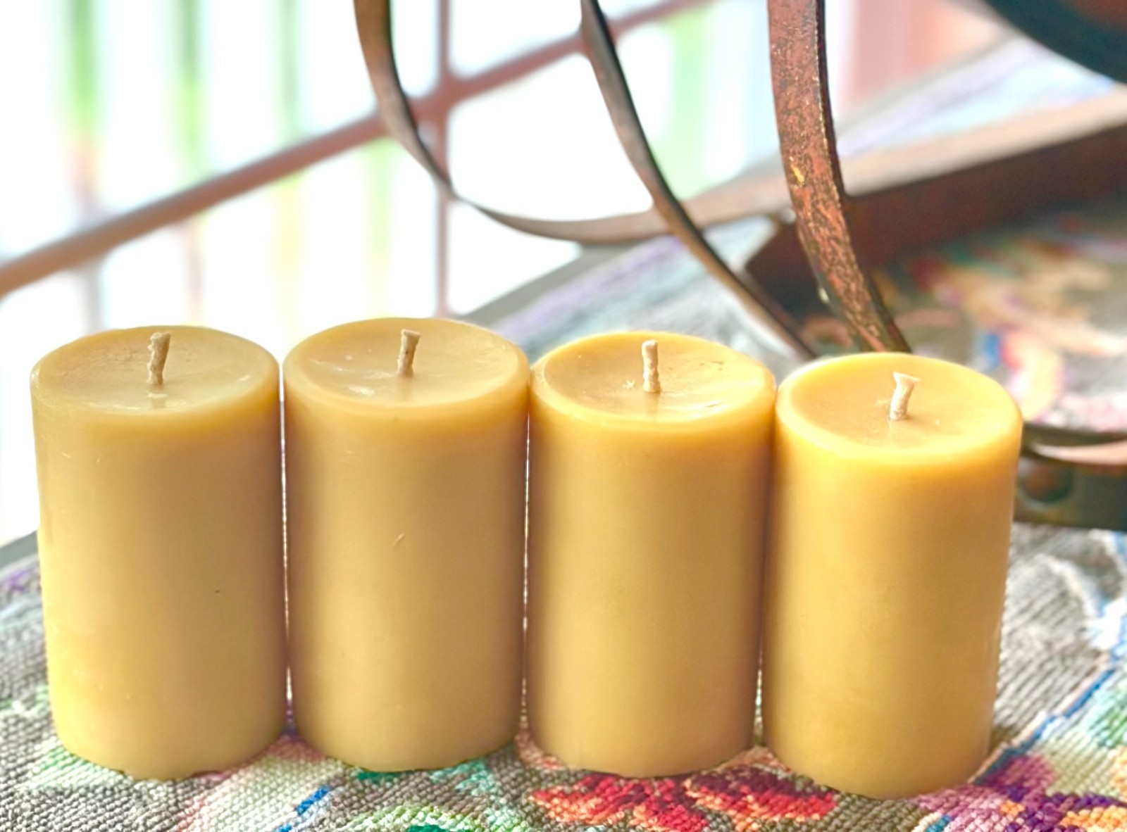 Handmade 100% Pure Beeswax Pillar Candle 2" x 3" 100% Cotton Wick
