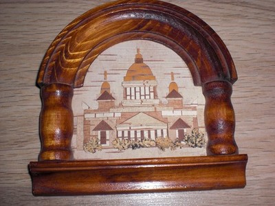 Geschnitzte Miniatur St.Petersburg Handmade Holz Birkenrinde