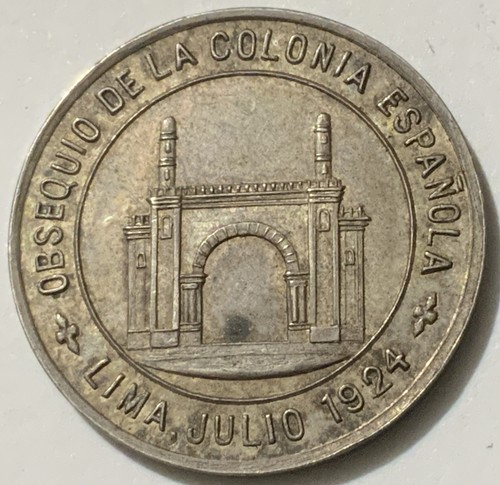1924 Peru La Colonia Española  Independence Centenary Medal Silver- Verified - Picture 2 of 4