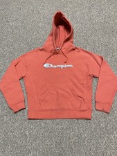 Champion Women's Reverse Weave M Hooded Sweatshirt Spell Out Logo Salmon Hoodie