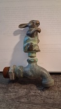Brass Bronze Vintage Bunny Rabbit Spigot Outdoor Garden Water Faucet Hose Tap