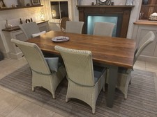 Modern Dining Table with 6 Chairs Solid Walnut Top.