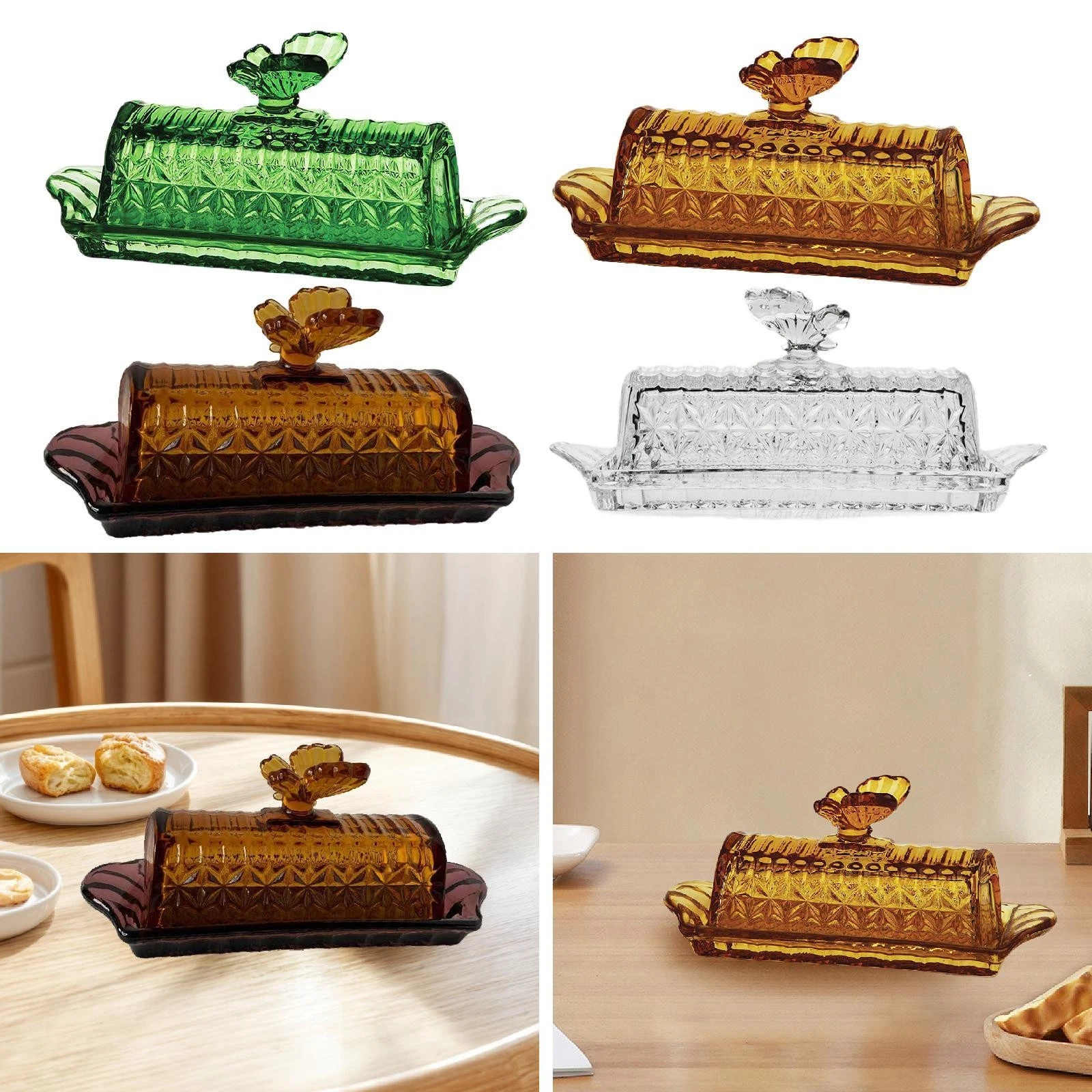 Glass Butter Plate Ornament Multifunctional Cake Plate Holder Dessert Tray for