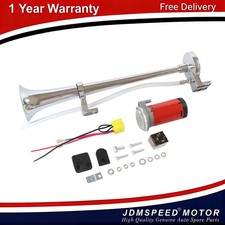 150db Chrome Super Loud Single Trumpet Air Horn Kit 12V Truck Lorry Boat Train