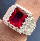 Red Ruby Gemstone With 925 Sterling Silver Ring for Men's Stylish Ring