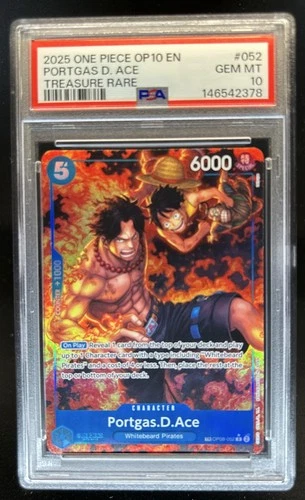 2025 One Piece Royal Blood Portgas D Ace Treasure Rare #OP08-052 PSA 10 GEM MINT