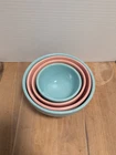 VTG McCoy USA Beehive Ribbed Nesting Mixing Bowls - Set of 4 - Pink & Turquoise