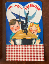 Vintage Carrington Valentine Blackbirds in a Pie Sing a Song of Sixpence Crows