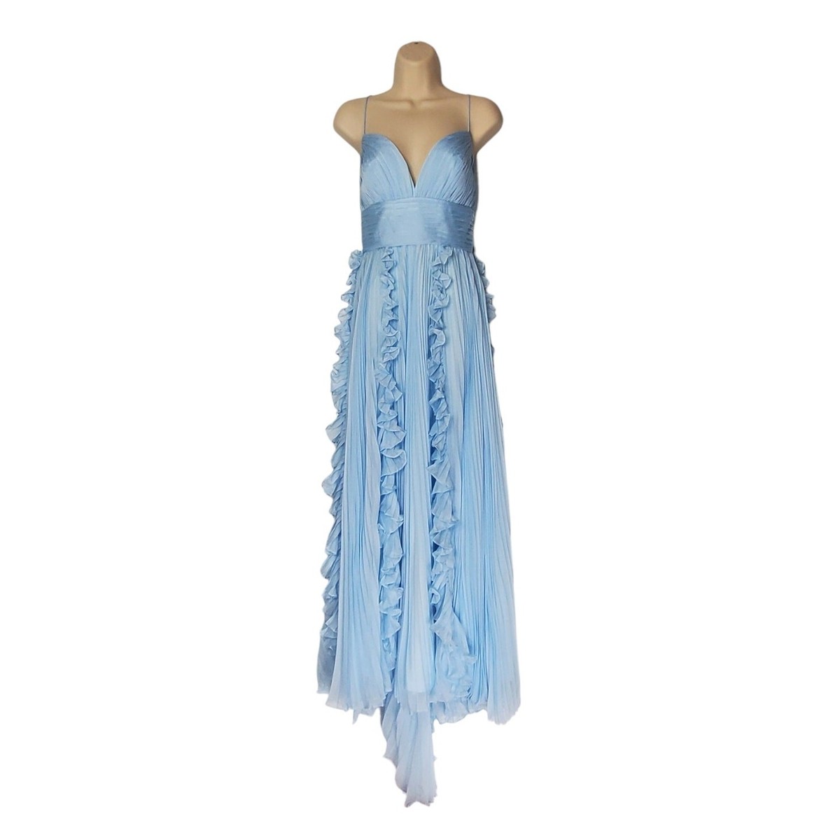 ieena for mac duggal blue dress 49533 Ice Pleated Sleeveless Chiffon Gown Size 4 New Since then