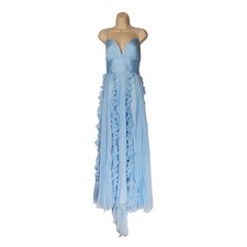Ieena for Mac Duggal 49533 Ice Blue Pleated Sleeveless Chiffon Gown Size 4 New