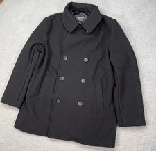 Schott Bros Jacket Mens 2XL XXL Black Wool Coat Perfecto Navy USA Made Peacoat