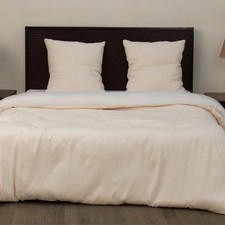 Parure de lit 220x240 cm Gaze de Microfibre Ecru Naturel – Blanc