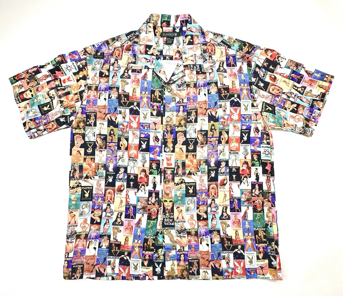 Playboy Short Sleeve Hawaiian Casual Button-Down Shirts for Men