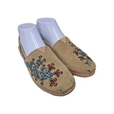 Toms Huitzil Blooms Printgonzalez Tan Suede Slip On Flats Shoes Womans Size 7