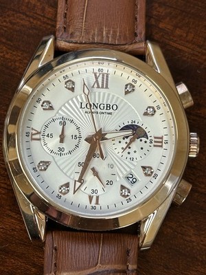 Longbo Sun/Moon Chrono, 41mm, New, Leather, Works Great 8 