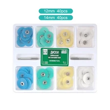 40/80pcs Dental Composite Finishing Polishing Discs assorted kit+Mandrel 12/14mm