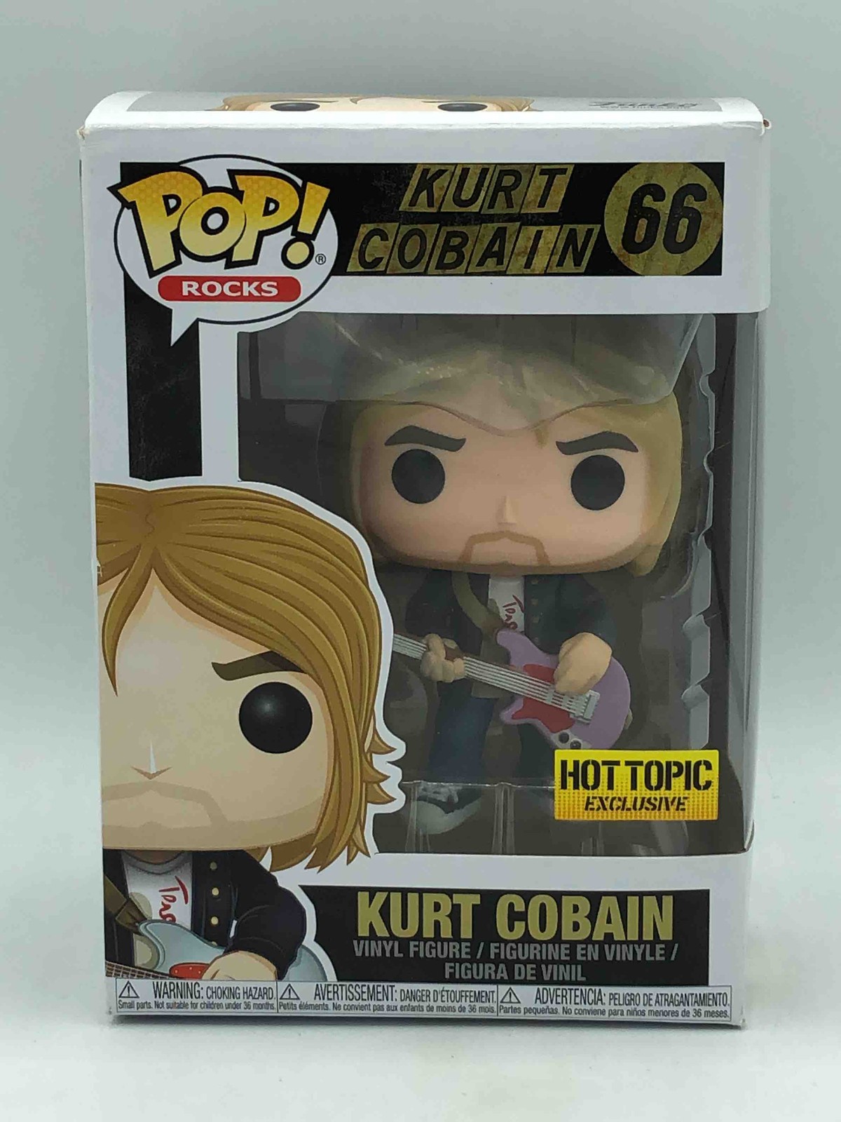 Funko Pop! Figura Vinilo Exclusiva Rocks Kurt Cobain #66 Hot Topic Caja Dañada