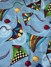 By The Yard - 100 Cotton Fabric multicolor Kites on blue
