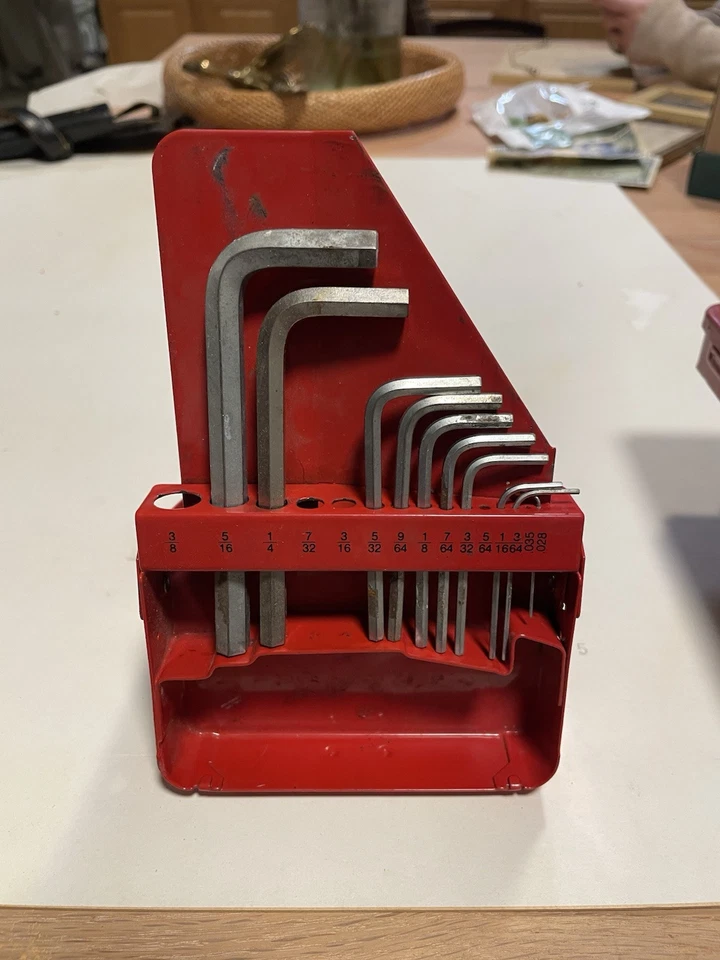 Snap On 15 Piece Hex Key Set .028-3/8" Red Metal Case MISSING 5 Hex Keys - Image 2 of 4