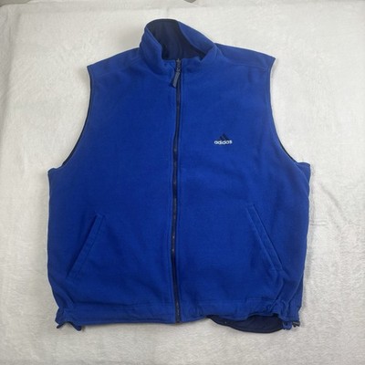 Adidas Golf Full Zip Sleeveless Blue Vest Jacket Fleece Reversible