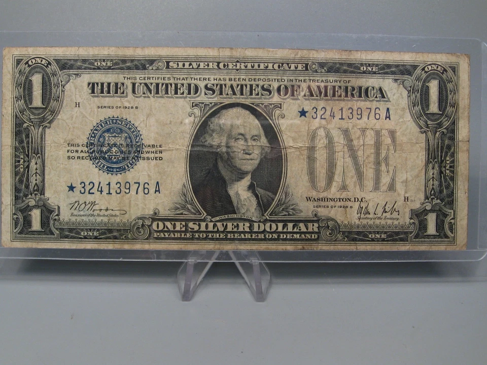 1928-B "**STAR**"  Blue Seal Silver Certificate $1 ONE Dollar note. - Image 3 of 4