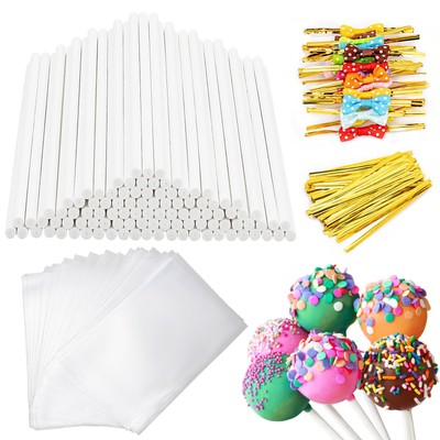 Sotmaltk 320Pcs Cake Pop Sticks And Wrappers Kit, 6Inch Lollipop Stick