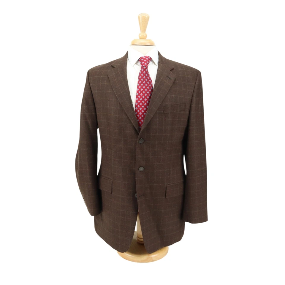 Blazer Chaqueta Deportiva Michael Kors Marrón Lana de Cordero Franela Cuadros 3 Botones 42L Foto 3 de 4