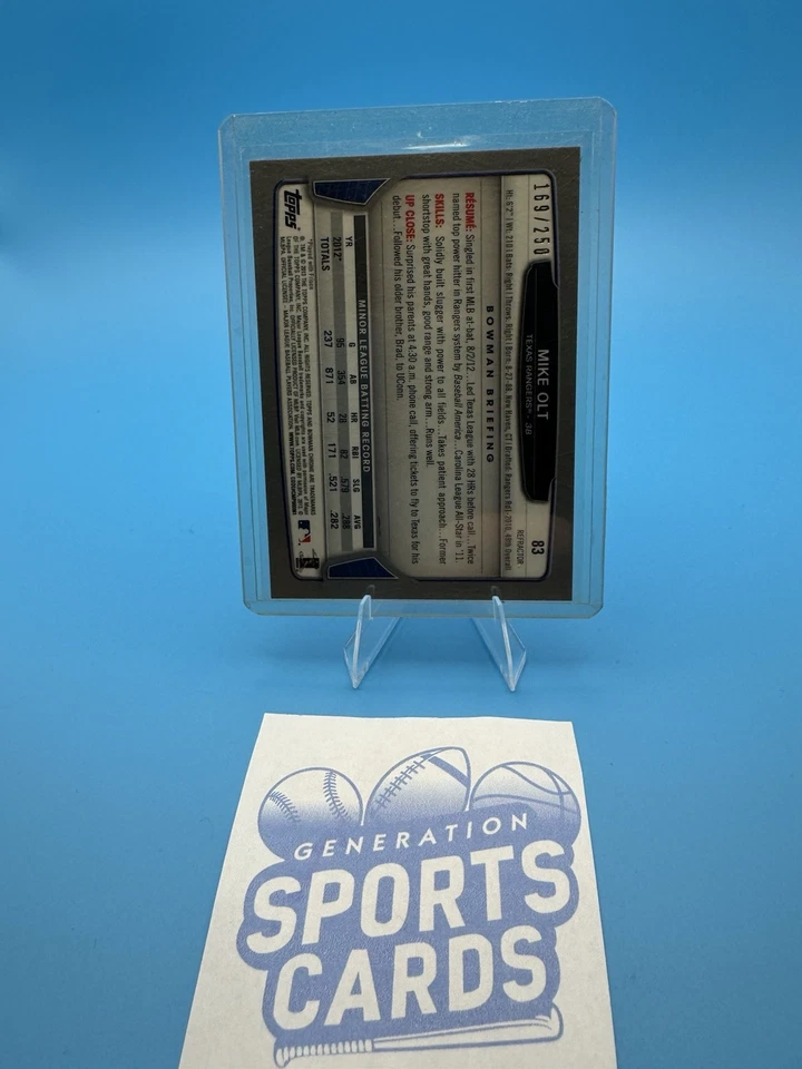 2013 Bowman Chrome - Mike Olt #83 Blue Refractor /250 (RC) - Image 2 of 2