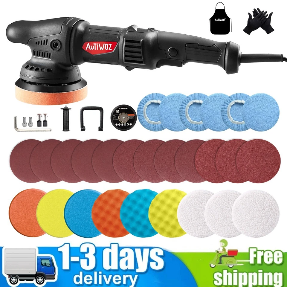 AUTIWOZ Car Polisher Dual Action Random Orbital Buffer Polishing Machine 5" Pad