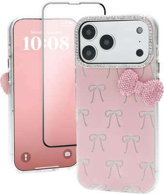 Cute Case for Iphone 17 Pro Max 6.9'' with HD Screen Protector,Pink Glitter Rhine
